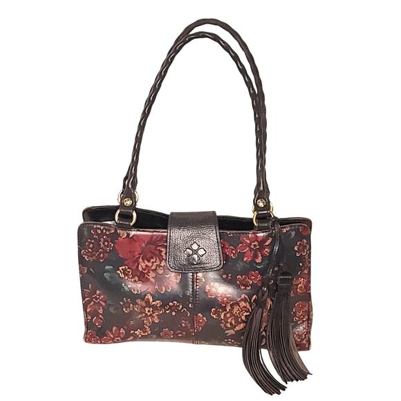 Patricia Nash Leather Rienzo Satchel Fall Tapestry Purse - Picture 5 of 9